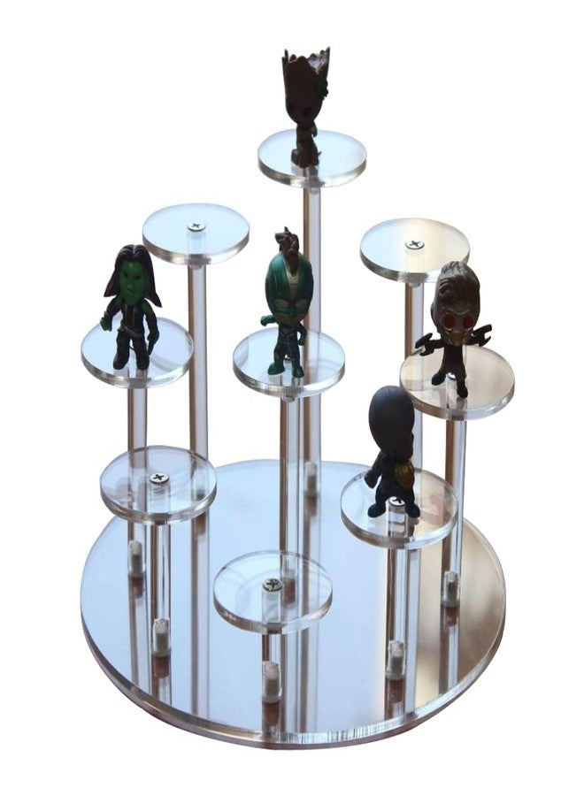 Fengtaike 9 Tier Acrylic Riser Action Figure Display Stand, Round Acrylic Jewelry Ring Display Stand fit for 2 inches Wide Small Figure - Image 1